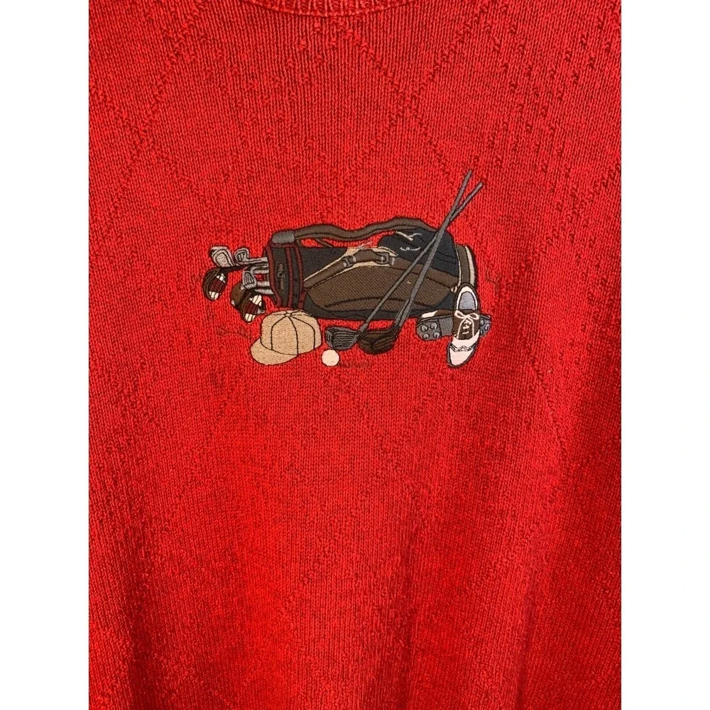 Pinnacle Vintage Crew Neck Long Sleeve Golf Grandpa Sweater‎ Made In USA Size L